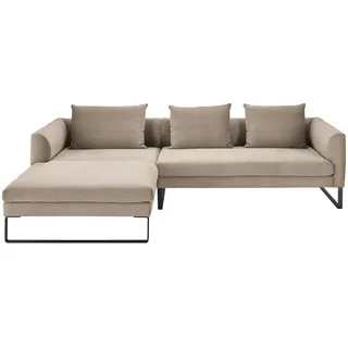 Hom`in Ecksofa , Taupe , Metall , Ottomane links, L-Form , 284x178 cm , Blauer Engel, Goldenes M, Oeko-Tex® Standard 100, DGM-Klimapakt , Typenauswahl, Fußauswahl, Lederauswahl, Stoffauswahl, planbar, seitenverkehrt erhältlich, Hocker erhältlich, Rücken echt , Wohnzimmer, Sofas & Couches, Wohnlandschaften, Ecksofas