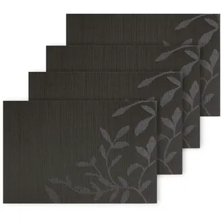 Delindo Lifestyle Tischsets Platzsets Mandal, Abwaschbar und Abwischbar, Anthrazit, 4er-Set
