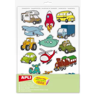 APLI KIDS 11454 – Packung mit 12 Aufklebern zum Thema Transports