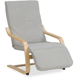 Homestyle4u Relaxsessel Stoffbezug Cord Grau, Fußstütze , Textil , 66x94x62 cm , Wohnzimmer, Sessel, Relaxsessel