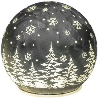 formano LED Deko-Kugel Frosty Eisgrau 10 cm Glaskugel Timer 6h / 18h Weihnachten Deko - Farbglas in geeister-Optik mit winterlichem Dekor - Herbst Winter Weihnachtsdeko für Tisch Regal Fensterbank