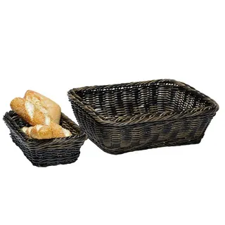 APS 40225 Korb, GN 1/4, 26,5 x 16,2 cm, Höhe 6,5 cm, mit Edelstahldraht im Rand, Polypropylen, schwarz-braun