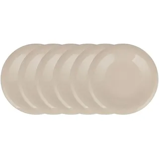 Butlers Teller 6er-Set Bon Ton 22 cm , Beige , Keramik , 22x4x22 cm , Geschirr, Teller