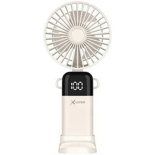 Xlayer Ventilator klappbarer Handventilator mit Smartphone Halterung 1.200 mAh (Beige)