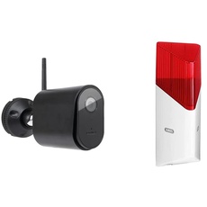 ABUS WLAN Außen-Kamera (PPIC44520B) & Funk-Sirene Smartvest für Funk-Alarmanlage | bis zu 100 db Lautstärke | Innen- und Außen-Montage | Batteriebetrieben | weiß | 38832