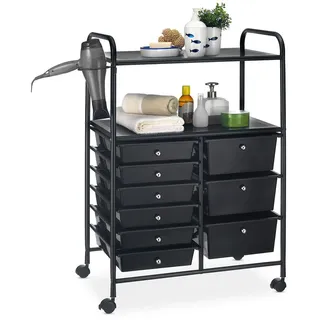 Idimex Badrollwagen Marita , Schwarz, Schwarz , Kunststoff, Metall , Vintage , 63x97x39 cm , Badezimmer, Badezimmerregale, Badregale