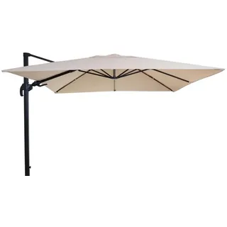 Mendler Gastronomie-Ampelschirm HWC-A96 300 x 300 cm Creme ohne Ständer drehbar