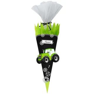 Ursus 9870004 - Schultüte Bastelset Easy Line Traktor, sechseckig, Höhe ca. 68 cm, Duchmesser ca. 20 cm, diverse Stanzteile, teilweise beglittert, inklusive Bastelanleitung, ideal für die Einschulung