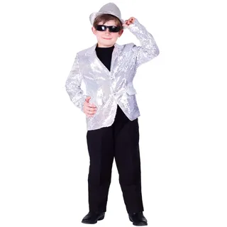 Dress Up America 737-L Pailletten für Kinder Vollständig gefütterte Jacke mit silbernen, Silber, Groß (Taille: 112-122, Höhe: 168-173 cm, Schrittnaht: 79-84 cm)