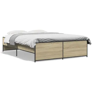 vidaXL Bettgestell Sonoma-Eiche 120x200 cm Holzwerkstoff und Metall - Braun