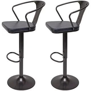 Mendler 2er-Set Barhocker HWC-H10b, höhenverstellbar, Armlehne, Tresenhocker Barstuhl Industrial drehbar ~ vintage schwarz-grau