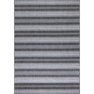 Teppium In & Outdoor Teppich Sisal Optik Modern Design Flachgewebe Wetterfest Balkon Terrassen Teppich Wohnzimmer, Grösse: 120x170 cm - Schwarz