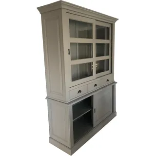 Casa Padrino Shabby Chic Landhaus Stil Schrank Buffetschrank 160cm Grau - Buffet Schrank Esszimmer - Massivholz - Grau
