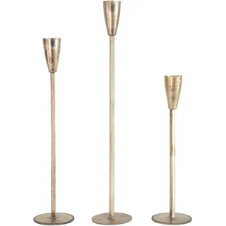 Creative Co-op 50,8 cm H & 10,2 cm rund x 40,8 cm H & 10,2 cm H Metall, Antik-Gold-Finish, Set mit 3 Kegelhaltern, Mehrfarbig
