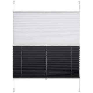 Plissee LIEDECO "Day & Night" Gr. 3, grau (anthrazit, weiß), B:75cm H:130cm, Obermaterial: 100% Polyester, Plissees, Plissee, Faltenstore