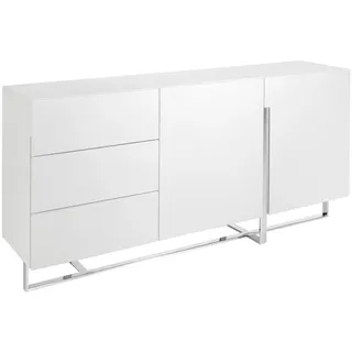 Angel Cerda Sideboard Sideboard aus weißem Holz und verchromtem Stahl 180/42/85 cm , Weiß, Edelstahlfarben , Metall, Holz , 180x85x42 cm , Kleinmöbel, Kommoden, Sideboards