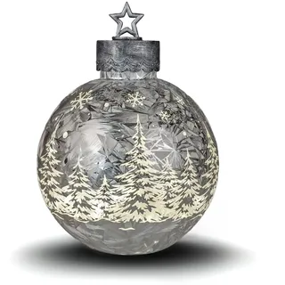 formano Deko-Kugel Silber- Frosty 35cm mit LED Licht Timer Beleuchtete Glaskugel - Weihnachtsdekoration Tisch Regal Deko-Kugel 6h/18h Timer Weihnachtskugel zum Stellen
