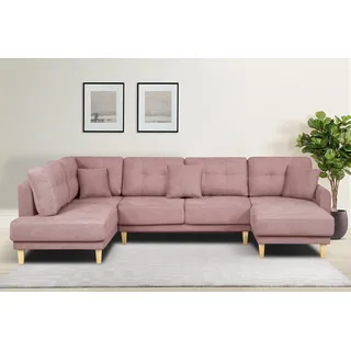 Home Affaire "TRIPLO U-Form wahlweise mit Schlaffunktion, B/T/H: 310/192/90 cm", Schlafsofa, auch mit Bettkasten, Steppung im Rückenkissen,