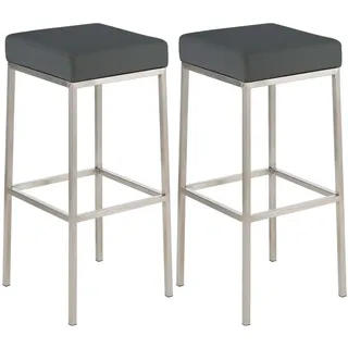 CLP Barhocker 2er Set Lederlook grau , Textil , 37x85x37 cm , Esszimmer, Barmöbel, Barhocker