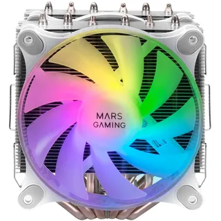 Mars Gaming MCPU-XT Weiß, CPU Kühlkörper, Dual Tower Kühlung, 6 HCT Heatpipes, TDP 300W, 2 ARGB PWM 12cm Lüfter