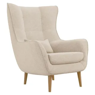 MIRJAN24 Polstersessel Estjano, Ohrensessel, Relaxsessel, Stilvoll Wohnzimmer Sessel (Farbe: Alfa 01) - Beige