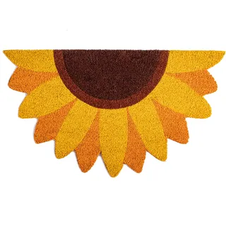 Fisura - Fußmatte außen Sonnenblume aus Kokosnuss mit Rutschfester PVC-Rückseite. Lustige Welcome Fußmatte. Handbemalt. Größe: 70 cm x 40 cm x 1,5 cm. Gelb.