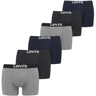 Levi’s Einfarbige Basic-Boxerslips, atmungsaktive Herrenunterwäsche aus Bio-Baumwolle mit elastischem Bund und doppelter Einlage, keine hochrutschenden Beinöffnungen, 6er-Pack