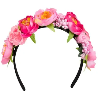 Boland 52218 - Tiara Lotus, Haarreif, one size, schwarz-pink, bunt, Blumen, Sommer, Beach, Ibiza, Hawaii, Karneval, Halloween, Fasching, Mottoparty, Kostüm, Theater, Verkleidung, Accessoire