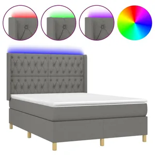 vidaXL Boxspringbett mit Matratze & LED Dunkelgrau 140x190 cm Stoff - Grau