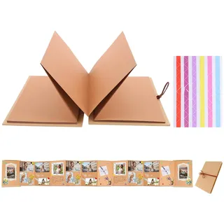 ULTECHNOVO Leporello Fotoalbum zum Einkleben, DIY Scrapbook aus Kraftpapier mit 36 Seiten, 8 Zoll Faltbares Akkordeon Fotoalbum für Abschluss, Hochzeit, Geburtstag & Jahrestag, Braun