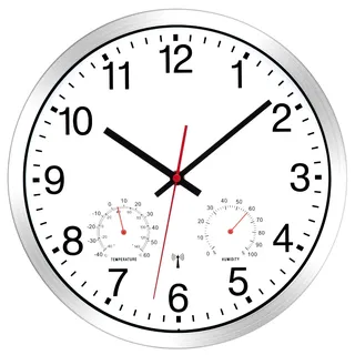 NESIFEE Wanduhr Funk 30 cm Funkuhr Wanduhr Lautlos Uhr mit Temperaturanzeige und Feuchtigkeitsmesser Geräuschlos Modern Wand Ohne Tickgeräusche Weiß gut Lesbar für Wohnzimmer Büro Küche