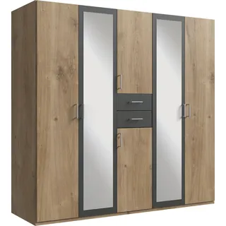 WIMEX Kleiderschrank »Diver Drehtürenschrank mit Spiegel, 180, 225 o. 270cm breit« Bestseller Schlafzimmerschrank wahlweise 3 Innenausstattungen, grau