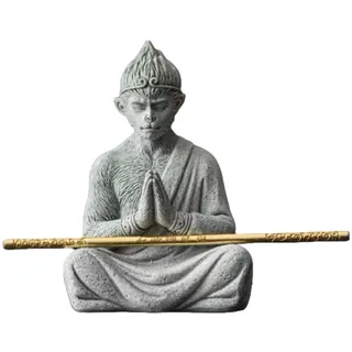 Whmpfytc Buddha-Statue, Affenkönig, Sonne, Wukong-Figur, handgefertigt, Kunstharz, Heimdekoration, Aquarium-Landschaft, Steinornament für Garten