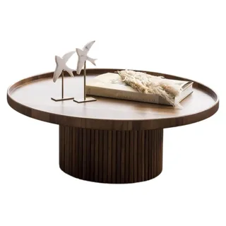 aea Eleganter Brauner Rundtisch Exklusive Kaffeetische Wohnzimmer Möbel - Braun