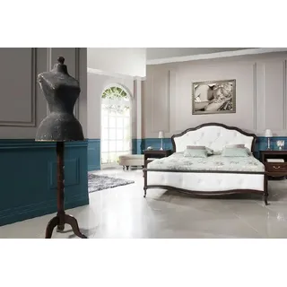 Bett Ehebett Doppelbett Lederbett Doppelbett Betten Echtleder Vollleder - Weiß