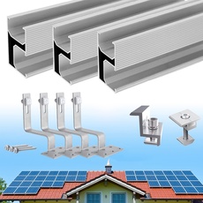 Warmfay Solar Halterung Ziegeldach Montageset, Erweitert Photovoltaik Montageschiene Dachhaken Solarpanel Halterung für 1 Module, Alu Solarmodul Halterung Ziegeldach Anwendbar Solarmodule Dick 30-35mm