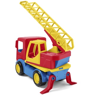 Wader 35319 - Tech Truck Feuerwehr mit Leiter, drehbarem Aufsatz, Standfüßen und stabilen Stahlachsen, ca. 23,5 x 11,5 x 28 cm groß, ab 12 Monaten, ideal als Geschenk für kreatives Spielen