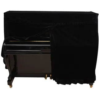 Vollständige Klavier Abdeckung, staubdichte, dekorierte Klavier Abdeckung für Universal Klaviere, vertikales klassisches Klavier (schwarz) - Schwarz
