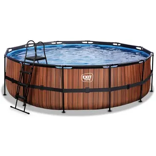 EXIT TOYS Wood Pool Ø 488 cm inkl. Sandfilteranlage, Abdeckplane, Poolleiter, Reparaturset
