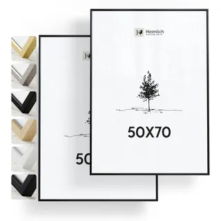 Heimlich Fotorahmen aus Aluminium – 50 x 70 cm, Schwarz, 2er-Pack | Heimlich® – Robuste Große DIY-Collagenrahmen Aus Metall – Nur Wandhalterung