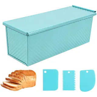 Spmarkt Blaue Pullman-Kastenform mit Deckel, 1 kg Brotkastenform, PFTE- und PFOA-freie antihaftbeschichtete Oberfläche sorgt für sicheres und gesundes Backen, einzigartige und zuverlässige Brotform