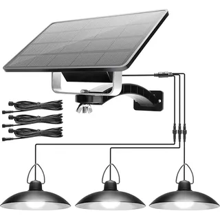 Weiß-1 Solarpanel auf 3 Lampe-DDP LED Solar Sensorleuchte Hängeleuchte, IP65 Wasserdicht Außenleuchte Solarlampen, Gartenbeleuchtung, Pendelleuchte Beleuchtung für Außen Shop Yard