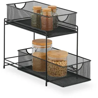 Relaxdays Küchenorganizer - schwarz - Metall, - 19x32x35.5 cm - Küchenzubehör, Küchenhelfer, Küchenutensilien