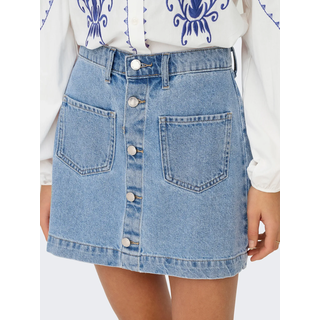 Jeansrock ONLY "ONLAMAZING HW SKIRT TAI DNM NOOS", Damen, Gr. L (40), blau (light blau denim), Denim/Jeans, Obermaterial: 100% Baumwolle, unifarben, kurz, Röcke Jeansrock