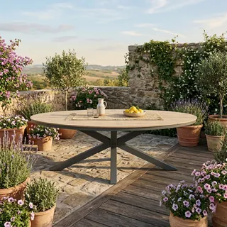 Gardissimo ARMATI Nonwood Alu-Gartentisch Gartenmöbel 220x115cm (oval) anthrazit / hell