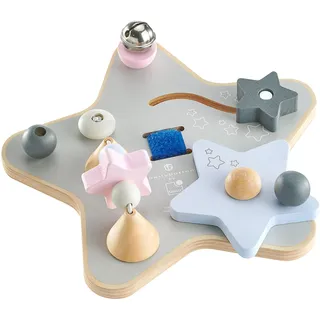 Selecta 64029 Sternchenspiel, Mobiles Erlebnisbrett, Motorikspielzeug aus Holz, 19 cm, Bellybutton