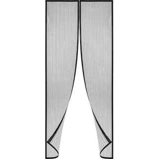 VINGO Magnet Fliegengitter 90x210cm Insektenschutz Balkontuer Fliegenvorhang Automatisches Schliessen fuer Balkontuer Kellertuer Terrassentuer Kinderleichte Klebemontage Ohne Bohren Schwarz - Schwarz