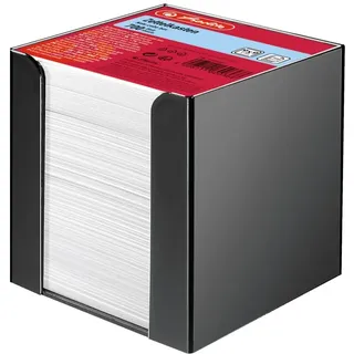 Herlitz 1600360 Notepad Zettelkasten 9x9x9cm, 1 Set, schwarz, Kunststoff 90 x 90 mm,