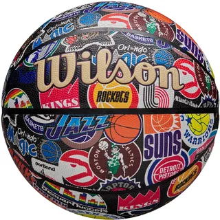 Wilson NBA All Team Retro Basketball, Hergestellt mit Dual Depth Innovation und Einer Pure Feel Oberfläche, Mit verbesserter Luftspeicherung und klassischen Hardwood Emblemen, Größe: 7