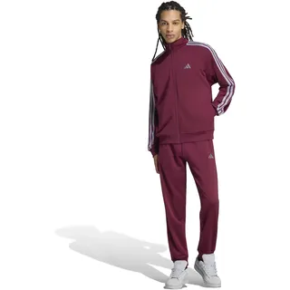 Trainingsanzug ADIDAS SPORTSWEAR "3-STREIFEN FRENCH TERRY", Herren, Gr. L, rot (team maroon 2, slate), Obermaterial: 100% Polyester, Sportanzüge Trainingsanzug